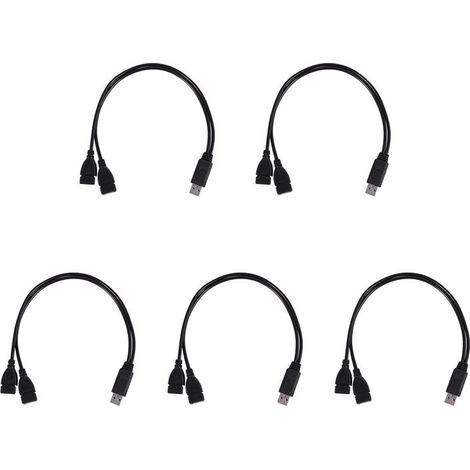 5x USB-Kabeladapter-Netzkabel 2,1 A Stecker auf 2 USB-Doppelbuchsen