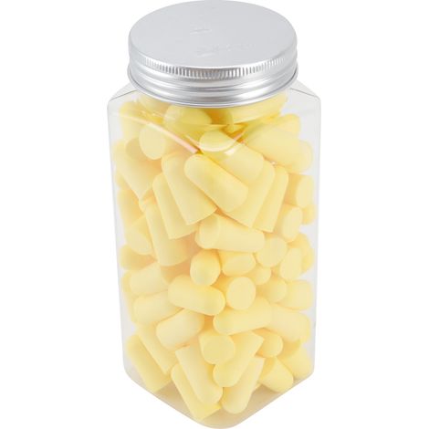Lot de 120 bouchons d'oreilles pour dormir, réduction du bruit, mousse à mémoire de forme extensible et confortable, jaunes. (1/5)