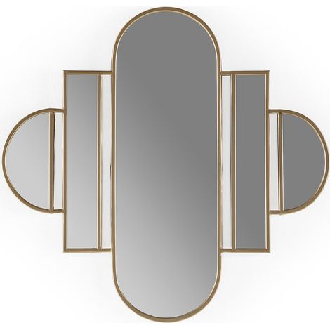 Miroir mural moderne métal doré ZIRA - L 84 x H 82cm (1/4)