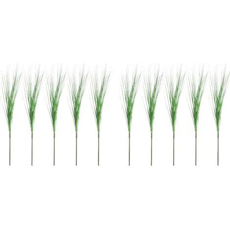 10pièces Décoration De Gazon Artificiel Fausse Herbe Vivid pour Photos Et Décorations Intérieures Vert (1/5)