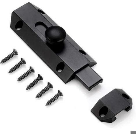 Loquet de sécurité, noir, pêne en laiton massif épais, loquet de portail ultra-résistant (1/5)