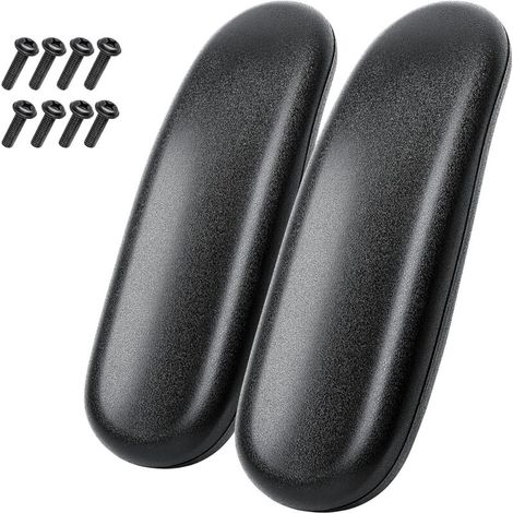 2 x Universelle Ersatz-Armlehnenkissen (255 x 75 x 40 mm) für Bürostühle, inklusive Befestigungsschrauben, Schwarz (1/4)