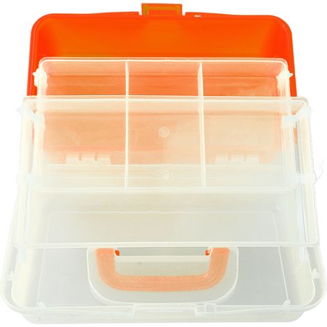 Boîte de Rangement Portable 3 Niveaux, Organisateur Pliable Multiusage pour Fournitures de Loisirs Créatifs et Maquillage, Orange (1/5)