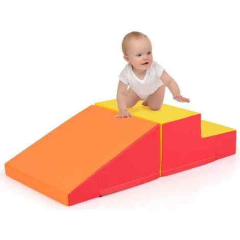 À la maison, module de motricité bébé 100 x 50 x 25 cm, 2 blocs en mousse pour grimper, glisser et ramper (1/5)