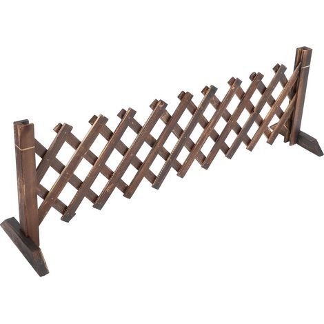 Clôture Extensible en Bois Carbonisé 35 CM X 12 M Pieds Treillis Autoportant pour Jardin et Balcon Support Plantes Grimpantes Barrière Décorative Extérieure Petite Clôture de (1/5)