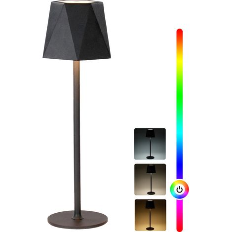 Lampe de table rechargeable LED, lampe de bureau sans fil, lampe de table étanche à 3 températures de couleur, à intensité variable IP54 (1/5)