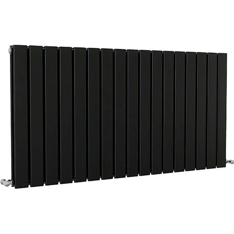 SKY Bathroom Flat Panel Radiator Horizontal 600x1156mm Double Black