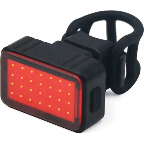 Luz trasera LED para bicicleta con batería USB y soporte trasero, color negro. (1/3)
