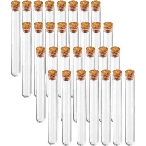 Tubes à Essai Plastique, 30 Pièces 30ml (20150 mm)tube a essai, Plastique Tube à Essai, Bouchons en liège Tubes à essai pour Laboratoire/Bonbons etc. H341 (1/5)