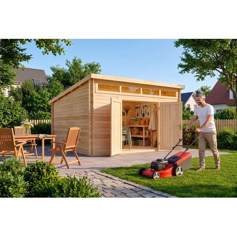 Alpholz Gartenhaus Modell Maria-Viva28 Gartenhaus aus Holz, Holzhaus mit 28 mm Wandstärke, Blockbohlenhaus mit Montagematerial (1/4)