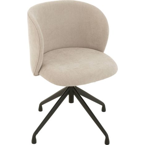Chaise design beige en bois assise confortable et dossier arrondi - Beige naturel et noir mat (1/5)