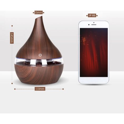 300-ml-USB-Luftbefeuchter mit 7-LED-Aromatherapie-Diffusor, Holzoptik, für den Einsatz zu Hause oder im Büro in der Nacht, PP+ABS+PC, 2 W (1/4)