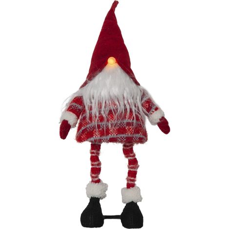 Weihnachtswichtel ,Joylight' mit leuchtender Nase, Batterie + Timer, 1 LED, H 55cm (1/3)