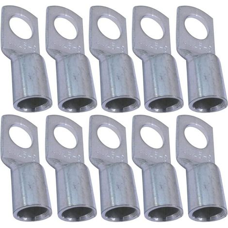 Bardusch-Lot de 10 Cosses Electriques à Oeillet Tubulaire Oeil Ø8mm Non Isolées pour Conducteur 25mm² Connecteur de Fil Electrique Serrage Couleur Argent (1/3)