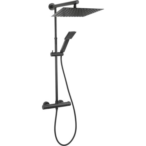 Set doccia quadrato Trevi nero con miscelatore termostatico TRV7U-BL, nero (1/2)