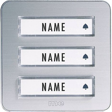 m-e modern-electronics KTA-3 A/S Pulsantiera per campanello con targhetta 3 scomparti Argento 12 V/1 A