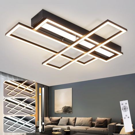 Lámpara de techo LED GBLY - 54 W, regulable, color negro, para dormitorio, diseño moderno, para cocina, con control remoto, para sala de estar, pasillo, rectangular, para cocina y comedor.