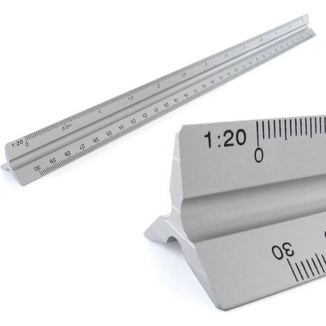 Règles Aluminium Echelle règle triangulaire échelle triangulaire 1: 20, 1: 25, 1: 50, 1: 75, 1: 100, 1: 150, 30 cm de long échelle triangulaire (1/4)