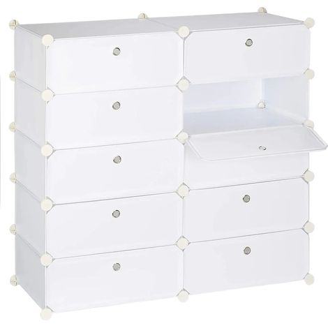 Scarpiera con ripiano contenitore 10 scomparti 20 paia 90 cm bianco 1300016332