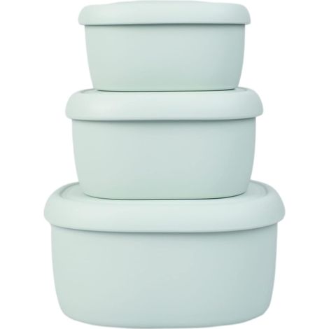 Juego de recipientes de silicona reutilizables y herméticos, fiambreras bento para adultos/niños, congelador, camping, verde (1/5)