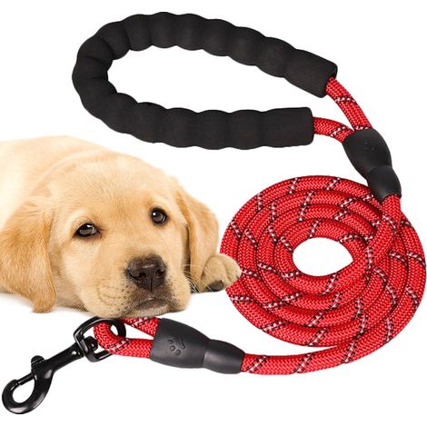 Laisse de dressage pour chien avec poignée réflecteur épaisse et durable (1/5)