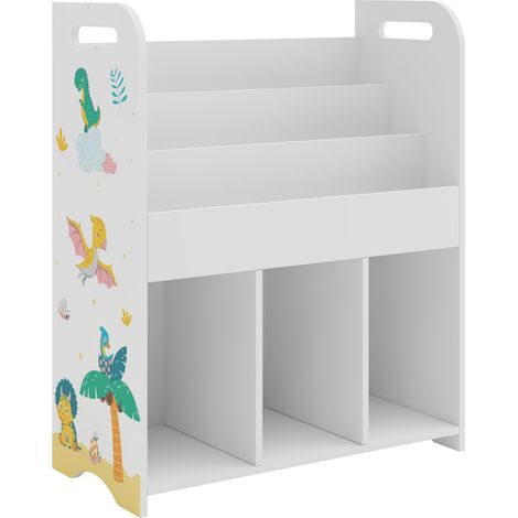 Scaffale dal design senza tempo per soggiorno camera da letto mobile contenitore per bambini 75 x 62 x 29 cm bianco con motivo a dinosauro 030011216
