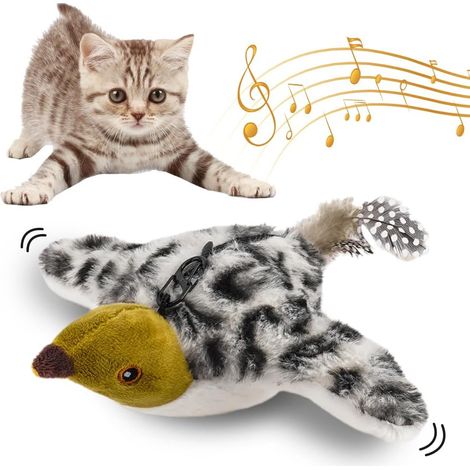 Oiseau volant pour chat, jouet pour chat en forme d'oiseau volant, avec télécommande, simule les cris d'un vrai oiseau, se recharge par USB, possède trois modes de vibration des ailes, idéal pour inte (1/5)