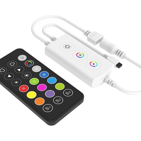 3-Button Constant Voltage RGB LED Controller, 5-24V DC, 3 Channels 1.5A, WiFi + IR, F3-D(WT) + RC3