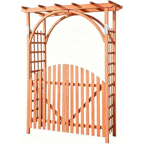 Arche de Jardin en Bois de Sapin Treillis pour Plantes Grimpantes Pergola Extérieure Portillon, Arche Décorative Mariage Fête, 161 x 60 x 216 cm