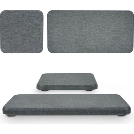 Lot de 4 tapis de séchage en diatomite absorbant l'eau, 2 grands et 2 petits bols avec coussinet antidérapant, papier abrasif, idéal pour le comptoir de cuisine, sous les plantes, la salle de bain (1/5)