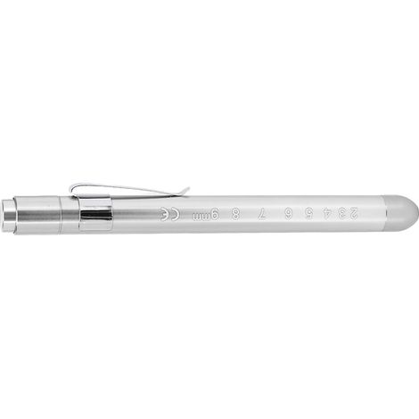 Lampe torche en forme de stylo, spécialement conçue pour les infirmières, avec embout convexe à lumière blanche à clipser, lampe torche LED réutilisable de poche en forme de stylo, argentée. (1/5)