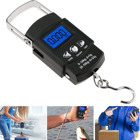 Balance Numérique - 50 kg - Écran LCD Rétroéclairé - Fonction Verrouillage Automatique - Ruban Mètre Intégré 1 m - Alimentation 2 Piles AAA (1/5)