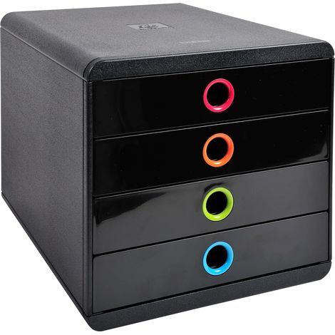 Module de classement Exacompta Pop Box 4 tiroirs - noir/ assortis (1/5)
