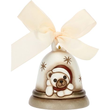 THUN - Campanella Limited Edition 2023 Bianca con Teddy in Ceramica Decorata a Mano, Decorazioni Natale Casa, 7.3x7.3x8.5 cm h (1/2)