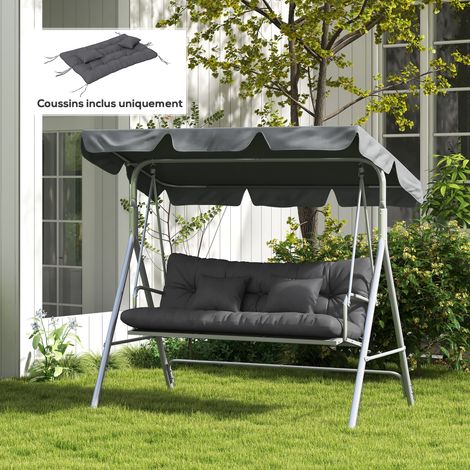 Ensemble de 4 coussins d'extérieur pour balancelle de jardin. 1 coussin d'assise coussins de dossier et 2 oreillers