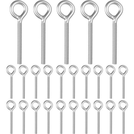 25 Pcs Boulons à Oeil M6, pour Piton à Visser Inox, Vis à Anneau de Levage en Acier Inoxydable 304, Boulons à œil en Acier Inox, Anneaux de levage avec Filetage pour Fixation et Suspension