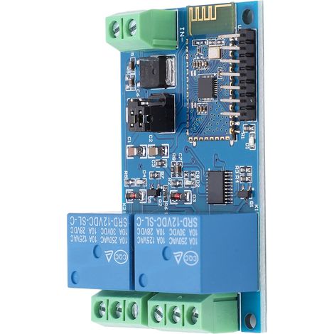 Module Relais Bluetooth 12V Double Canal, Commande à Distance par App Android, Domotique IoT, Interrupteur Intelligent pour Téléphone Mobile (1/5)