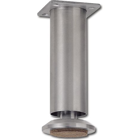 Dekorfuß ø 35 mm mit Möbelgleiter Möbelfuß Länge 120 mm Edelstahl gebürstet