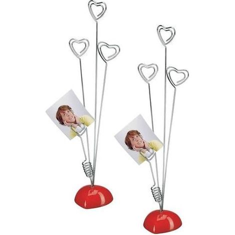Porte Photo Sur Pied 2Pcs Mémo et Porte-clips Message Porte-cartes de Table avec Base en coeur pour la Décoration de Bureau Mariage Fête Maison (1/5)