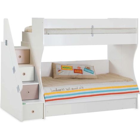 Litera + cajón almacenaje aglomerado blanco 90x190/90x190cm