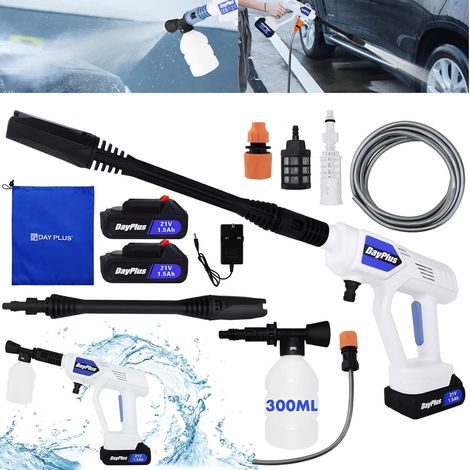 Batterie Nettoyeur Haute Pression Jet Eau Lavage Voiture Nettoyeur Pistolet Set Accessoires (1/4)