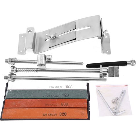 Affûteur de couteaux de cuisine en acier inoxydable avec système d'angle fixe, lot de 4 pierres à aiguiser. (1/5)