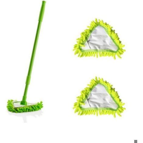 Balai À Franges - Manche Télescopique - Pour Nettoyage Sol Fenêtre - 16 x 19 x 54,5 cm - Vert - 1 Unité (1/4)