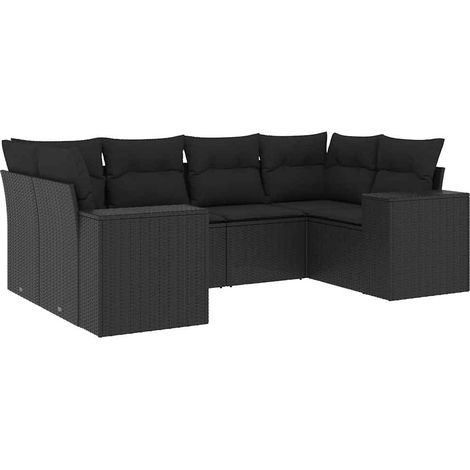 Maison Exclusive - Salon de jardin 6 pcs avec coussins noir résine tressée (1/5)