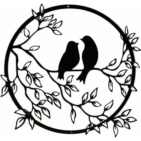 [JAMAIS UTILISÉ]Décoration Intérieure Décoration Murale Métal Oiseau Décoration Murale Métal en Forme de Oiseaux sur Branche Tableau Déco Tenture Murale Accessoires de Décoration Intérieure D: 30CM--