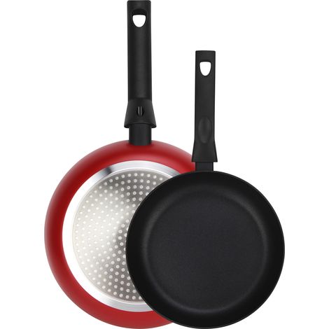 FAGOR Nela Rouge Set Juego Sartenes 20-24 cm Inducción Aluminio Extra grueso Antiadherente Ecológico sin PFOA  Rojo