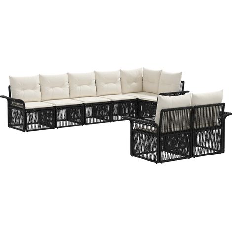 vidaXL Ensemble de canapé de jardin 8 pcs Noir polyrotin