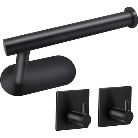 Set of 3 Stainless Steel No Drill Towel Bars - Ideal for Bathroom, Toilet, Kitchen - Black (1/5)