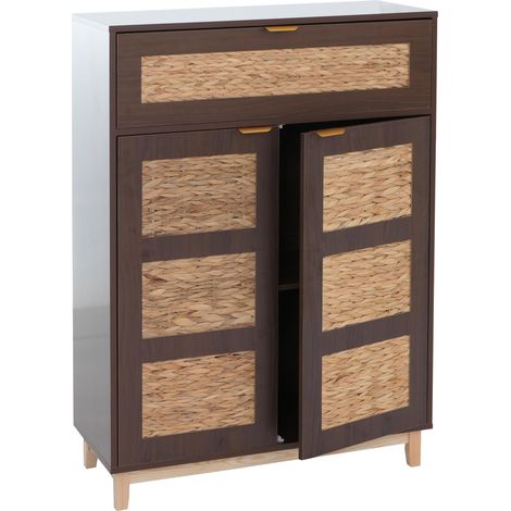 Kommode HHG-185, Schrank Sideboard Highboard, MDF Melamin Wasserhyazinthefront 115x80x35cm Walnuss-Optik (1/5)
