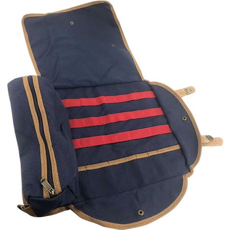 Sac à outils professionnel en toile bleue pour barman, idéal pour une utilisation pratique dans les projets d'entretien, de réparation et de bricolage.-AquaForge (1/5)